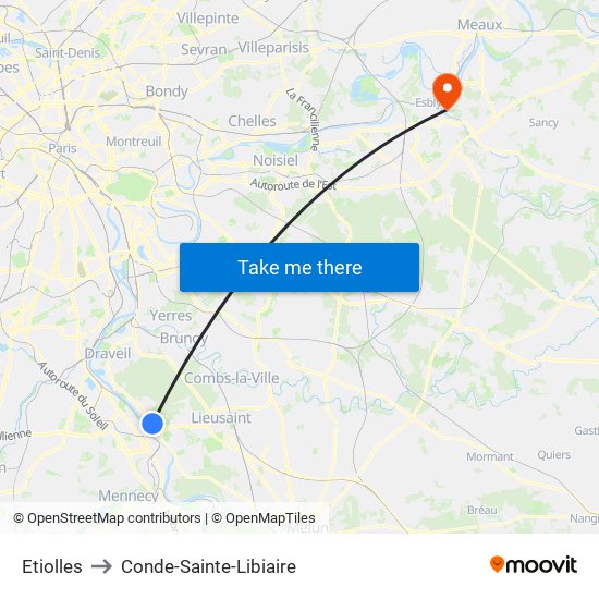 Etiolles to Conde-Sainte-Libiaire map