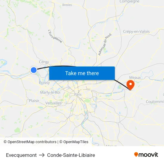 Evecquemont to Conde-Sainte-Libiaire map