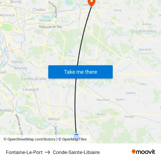 Fontaine-Le-Port to Conde-Sainte-Libiaire map