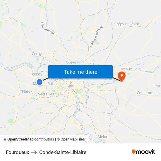 Fourqueux to Conde-Sainte-Libiaire map