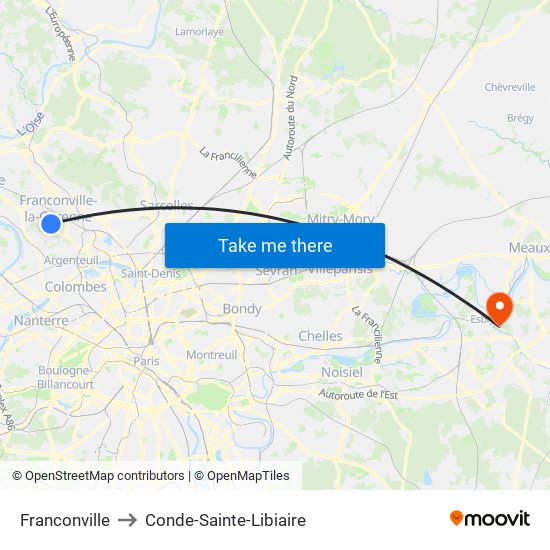 Franconville to Conde-Sainte-Libiaire map