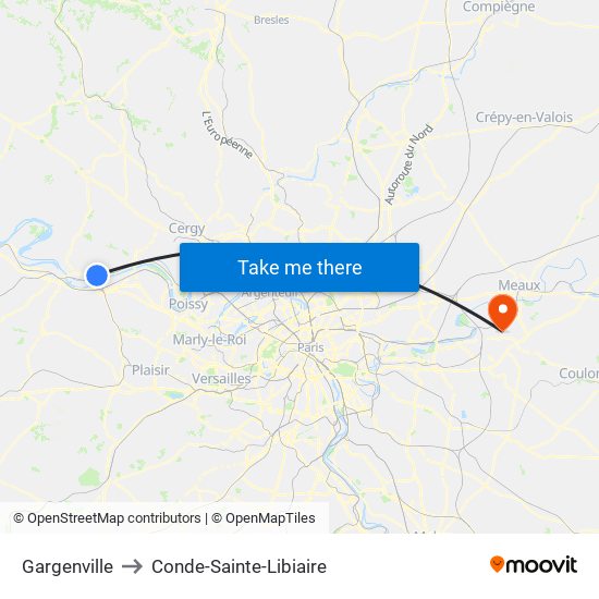 Gargenville to Conde-Sainte-Libiaire map