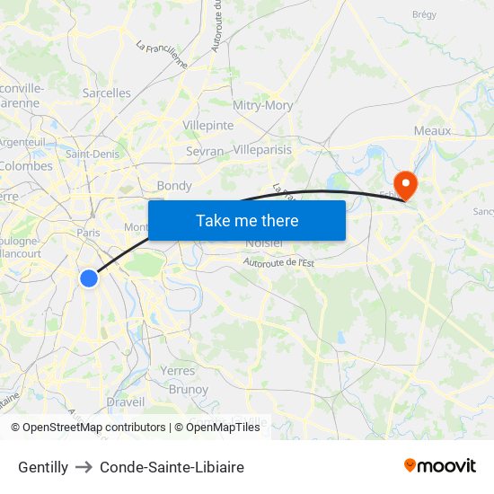 Gentilly to Conde-Sainte-Libiaire map