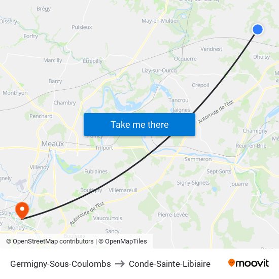 Germigny-Sous-Coulombs to Conde-Sainte-Libiaire map