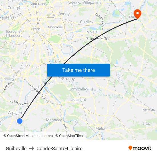 Guibeville to Conde-Sainte-Libiaire map