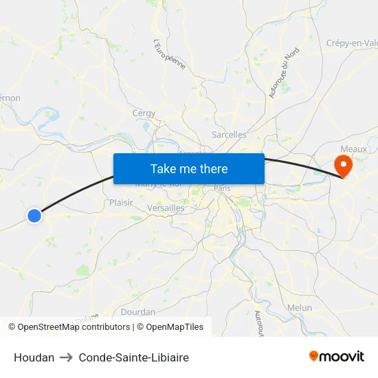 Houdan to Conde-Sainte-Libiaire map