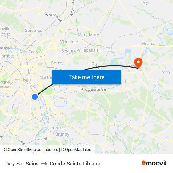 Ivry-Sur-Seine to Conde-Sainte-Libiaire map