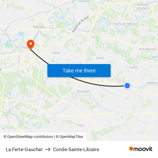 La Ferte-Gaucher to Conde-Sainte-Libiaire map