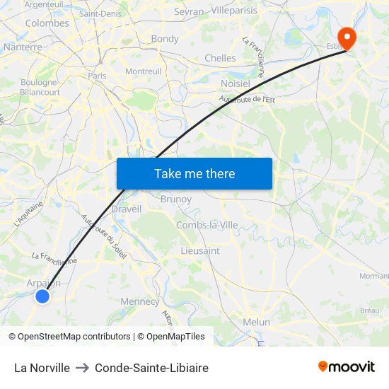 La Norville to Conde-Sainte-Libiaire map