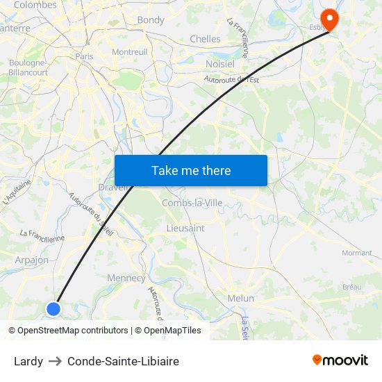 Lardy to Conde-Sainte-Libiaire map