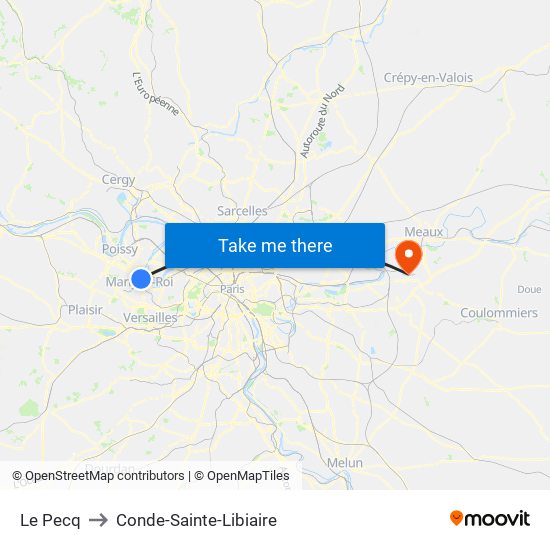 Le Pecq to Conde-Sainte-Libiaire map