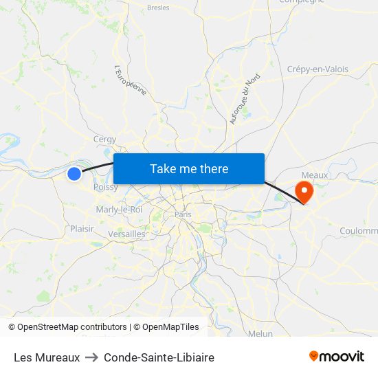 Les Mureaux to Conde-Sainte-Libiaire map