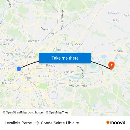 Levallois-Perret to Conde-Sainte-Libiaire map