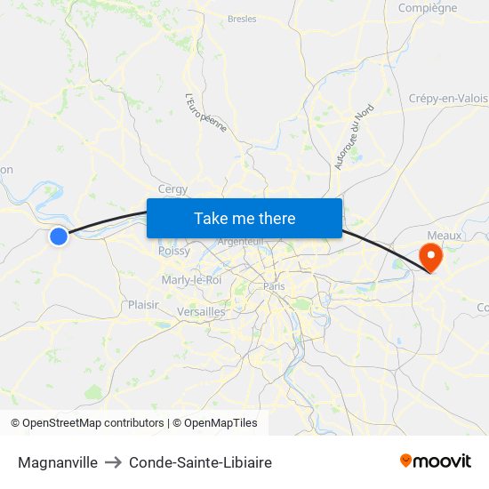 Magnanville to Conde-Sainte-Libiaire map
