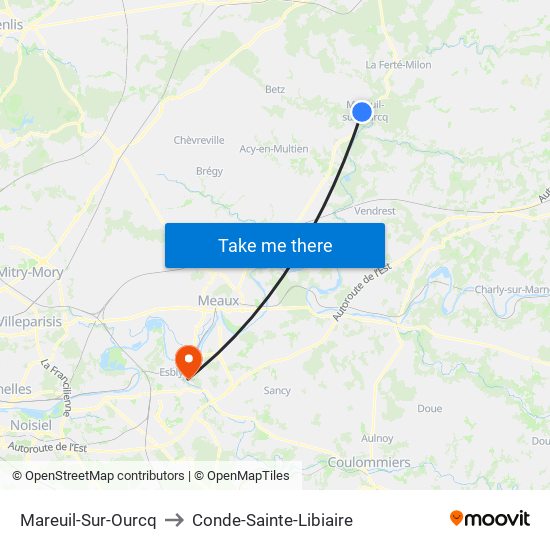 Mareuil-Sur-Ourcq to Conde-Sainte-Libiaire map