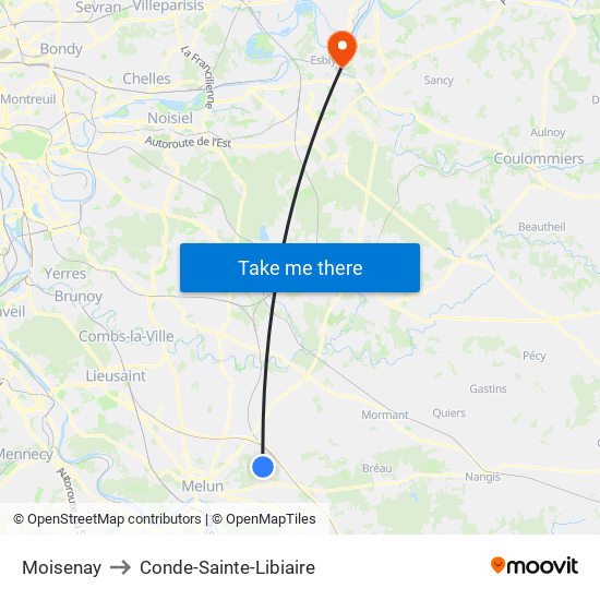 Moisenay to Conde-Sainte-Libiaire map
