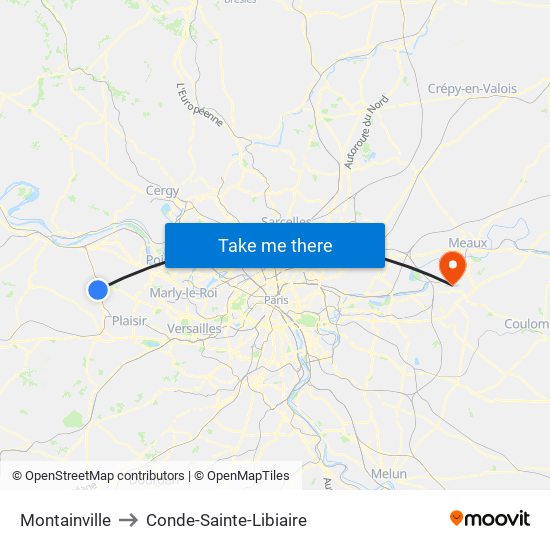 Montainville to Conde-Sainte-Libiaire map