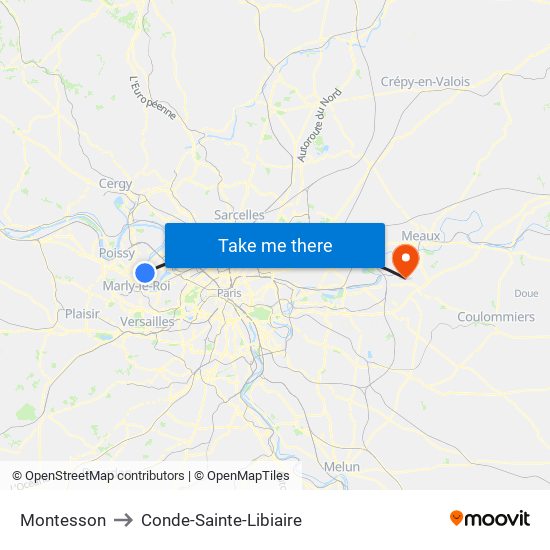 Montesson to Conde-Sainte-Libiaire map