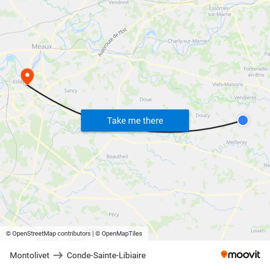 Montolivet to Conde-Sainte-Libiaire map