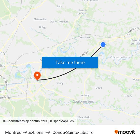 Montreuil-Aux-Lions to Conde-Sainte-Libiaire map