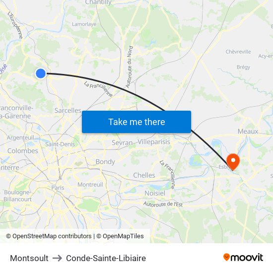 Montsoult to Conde-Sainte-Libiaire map