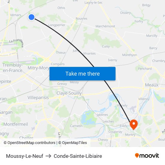 Moussy-Le-Neuf to Conde-Sainte-Libiaire map