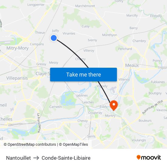 Nantouillet to Conde-Sainte-Libiaire map