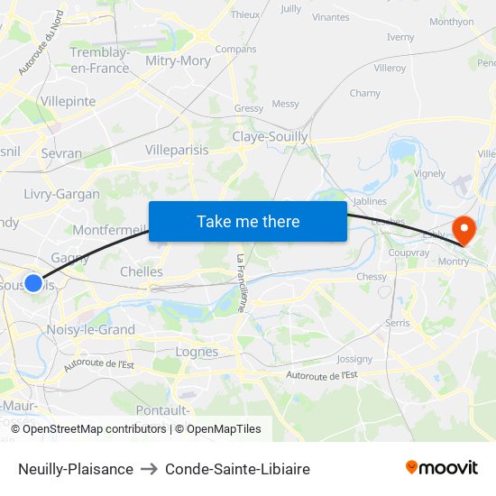 Neuilly-Plaisance to Conde-Sainte-Libiaire map