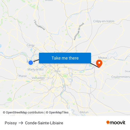Poissy to Conde-Sainte-Libiaire map
