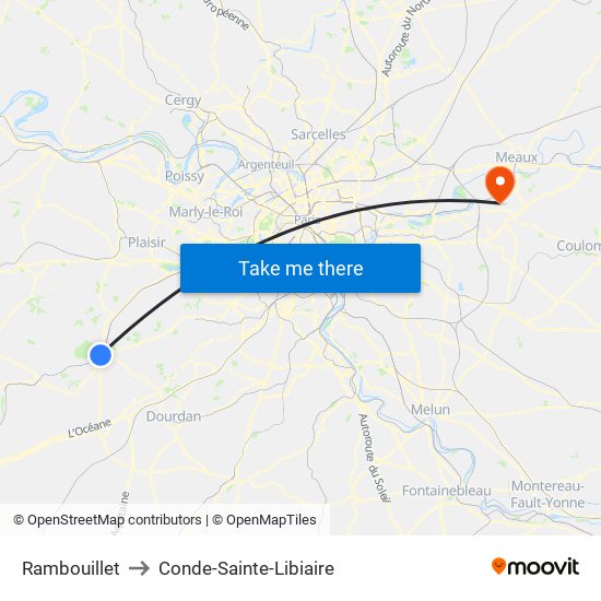 Rambouillet to Conde-Sainte-Libiaire map