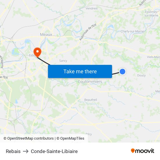 Rebais to Conde-Sainte-Libiaire map