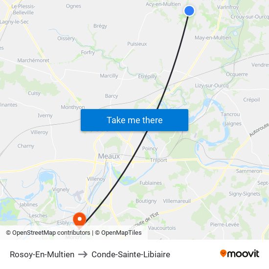 Rosoy-En-Multien to Conde-Sainte-Libiaire map