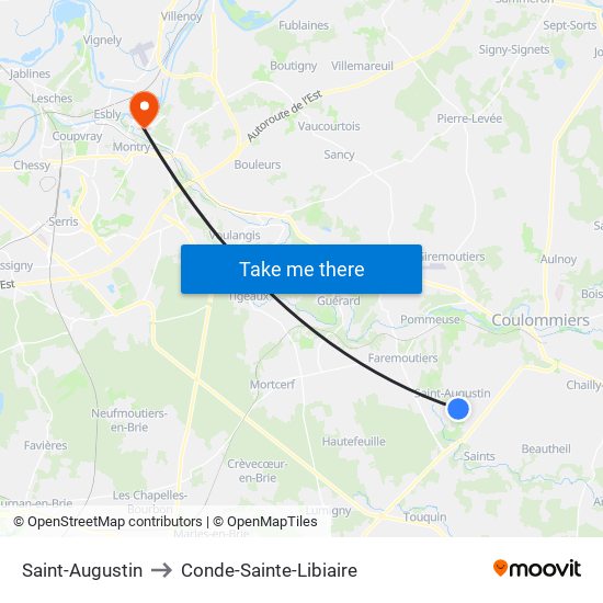Saint-Augustin to Conde-Sainte-Libiaire map