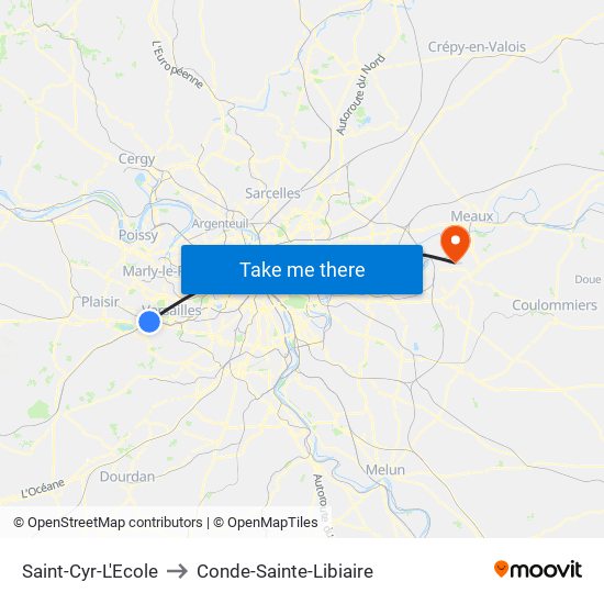 Saint-Cyr-L'Ecole to Conde-Sainte-Libiaire map