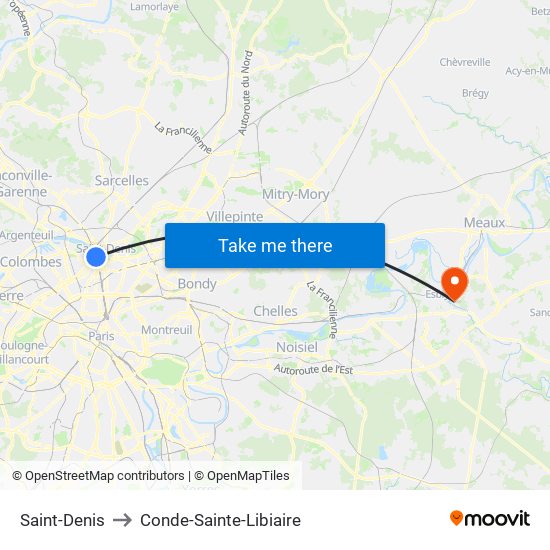 Saint-Denis to Conde-Sainte-Libiaire map