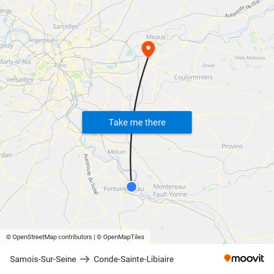 Samois-Sur-Seine to Conde-Sainte-Libiaire map