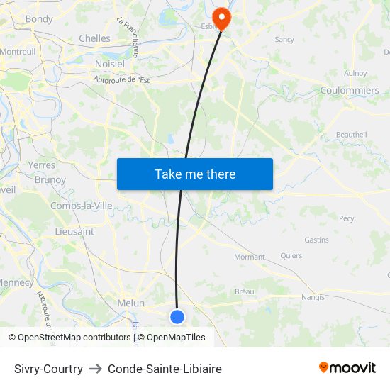 Sivry-Courtry to Conde-Sainte-Libiaire map