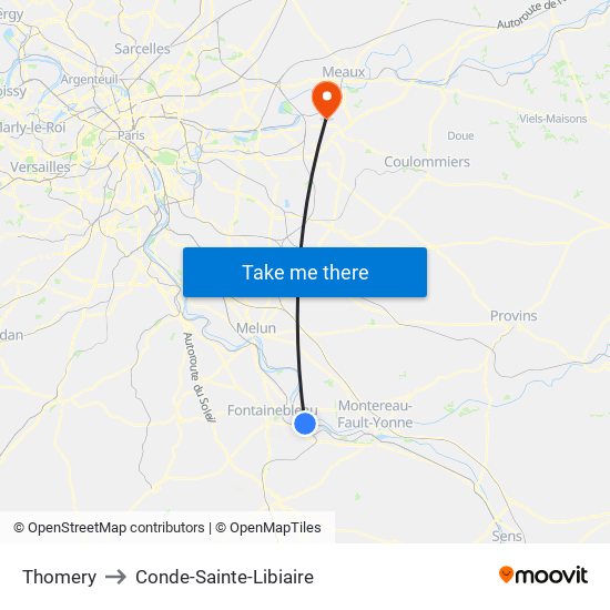 Thomery to Conde-Sainte-Libiaire map