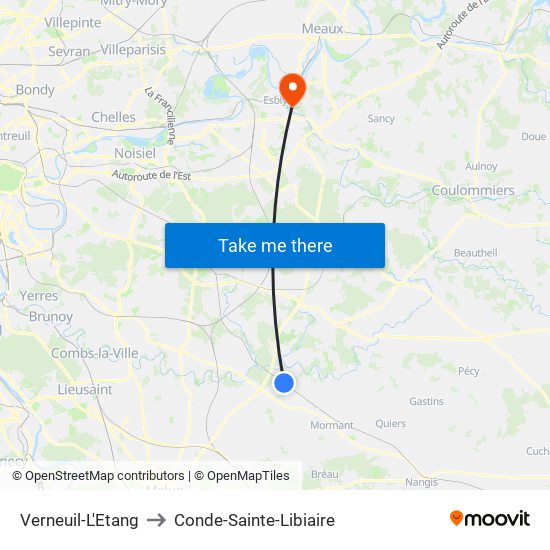 Verneuil-L'Etang to Conde-Sainte-Libiaire map