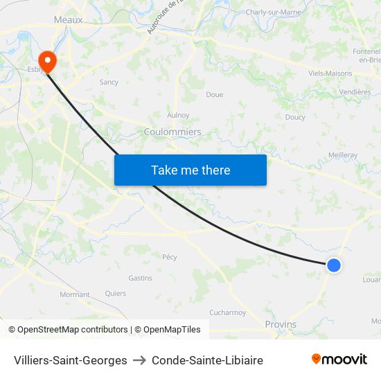 Villiers-Saint-Georges to Conde-Sainte-Libiaire map