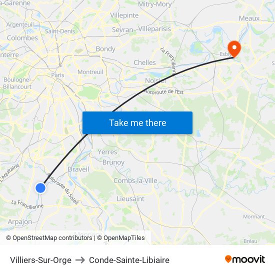 Villiers-Sur-Orge to Conde-Sainte-Libiaire map