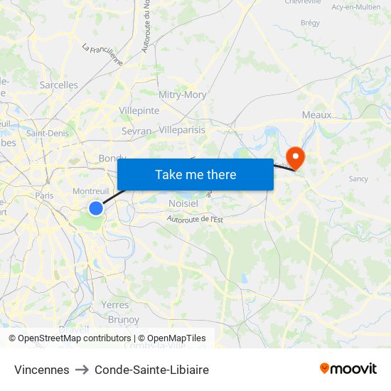 Vincennes to Conde-Sainte-Libiaire map