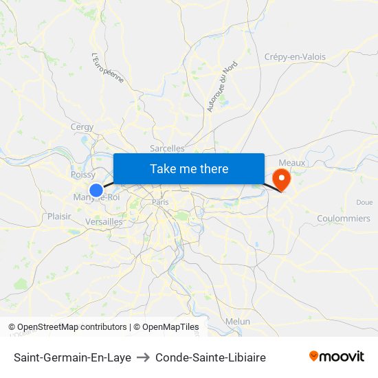 Saint-Germain-En-Laye to Conde-Sainte-Libiaire map