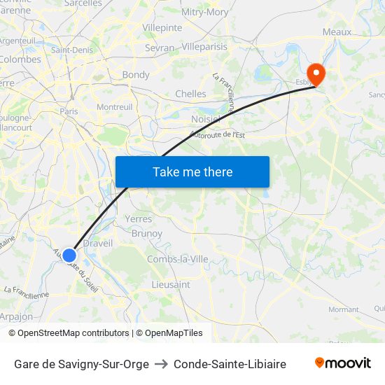 Gare de Savigny-Sur-Orge to Conde-Sainte-Libiaire map