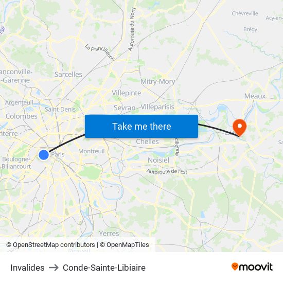 Invalides to Conde-Sainte-Libiaire map