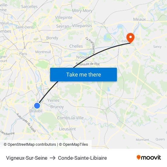 Vigneux-Sur-Seine to Conde-Sainte-Libiaire map