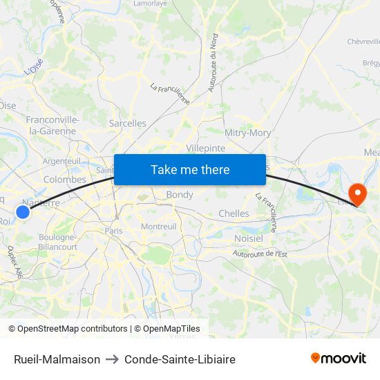 Rueil-Malmaison to Conde-Sainte-Libiaire map