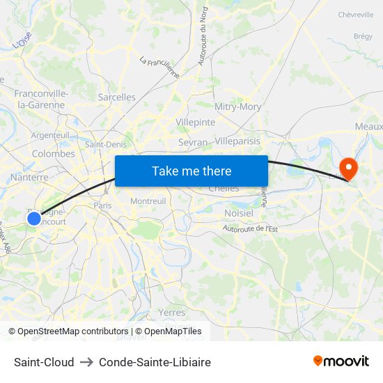 Saint-Cloud to Conde-Sainte-Libiaire map