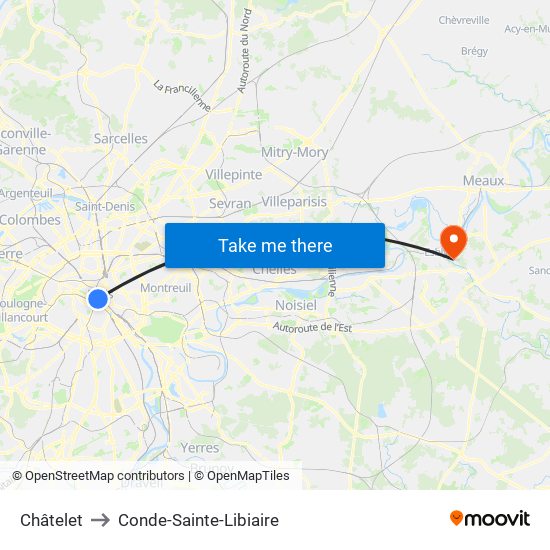 Châtelet to Conde-Sainte-Libiaire map