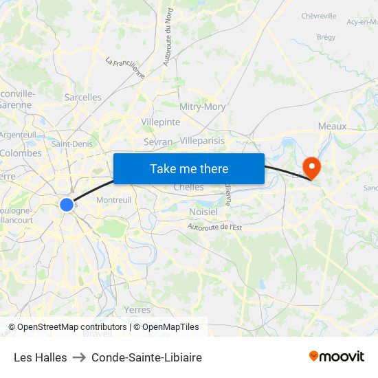 Les Halles to Conde-Sainte-Libiaire map
